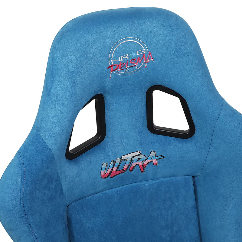 NRG Innovations Universal Prisma Ultra NRG-FRP-303BL-ULTRA Fixed Back Bucket Racing Seat for 6-Point Harnesses,Size M,Blue/Gold Glitter,22" W X 34" H X 21" D