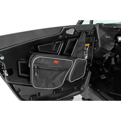 Front Door Storage Bags Rough Country for Polaris RZR XP (2024–2025) – Pair, 1680D Water-Resistant UTV Door Bags w/Knee Pads & Drink Holders