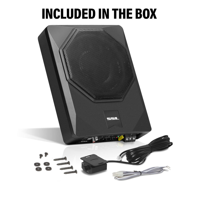 Sound Storm Laboratories 8 Inch US8 Powered Car Audio Under Seat Subwoofer - 800 Watts Max, Low Profile, Built in Amplifier, for Truck, Boxes and Enclosures, Remote Subwoofer Control