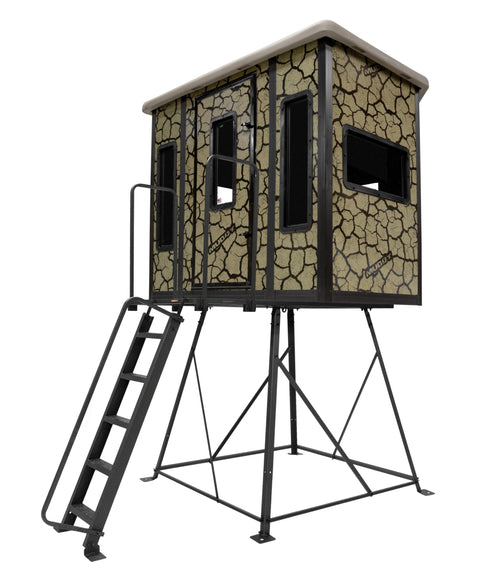 Penthouse Muddy Box Blind w/Elite 5' Tower, Steel Wall Construction, Cracked Mud Camo