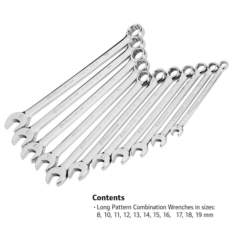 11 Pc. Ingersoll Rand Long Pattern Combination Wrench Set - Metric- 752057