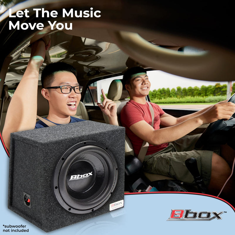 Atrend Bbox 12 Inch Single Sealed Subwoofer Enclosure - Car Subwoofer Boxes & Enclosures - Premium Subwoofer Box Sound & Bass Improves Audio Quality - Red & Black Spring Terminals - Charcoal