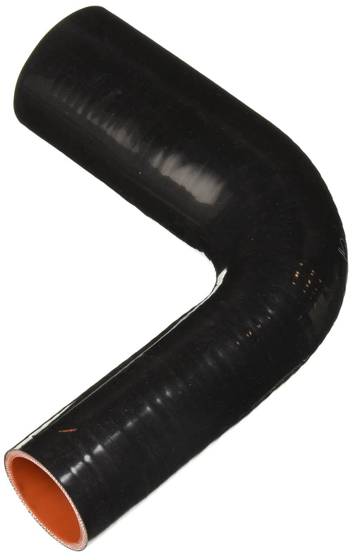 High Temperature HPS HTSER90-175-250-BLK 4-Ply Reinforced Silicone 90 Degree Elbow Reducer Hose, 75 psi Maximum Pressure, 8" Length, 1-3/4" > 2-1/2" ID, Black