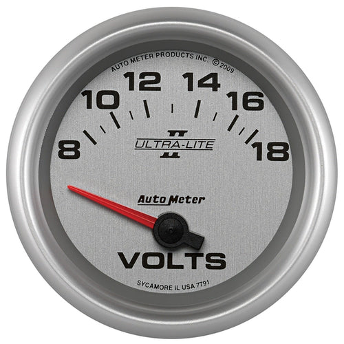 Auto Meter 7791 Pro II Ultra-Lite 2-5/8" 8-18V Short Sweep Electric Voltmeter