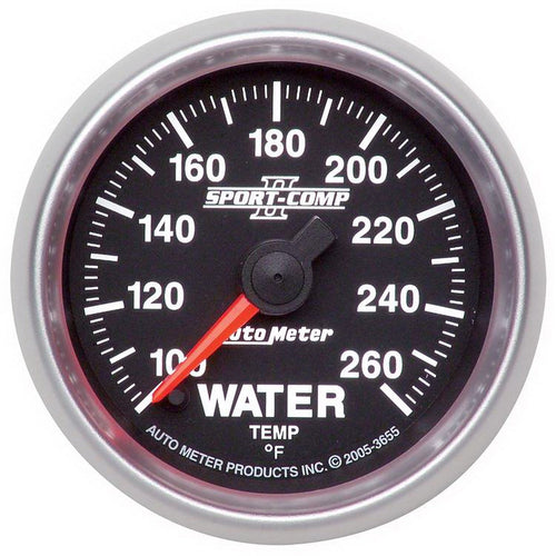 Auto Meter 3655 2-1/16" Full Sweep Electric Water Temperature Gauge 100-260 F