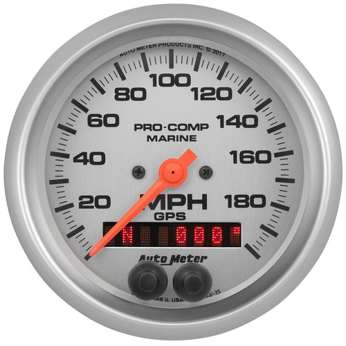 Speedometer AutoMeter 200639-33, 3 3/8", 200Mph, GPS, Marine Silver