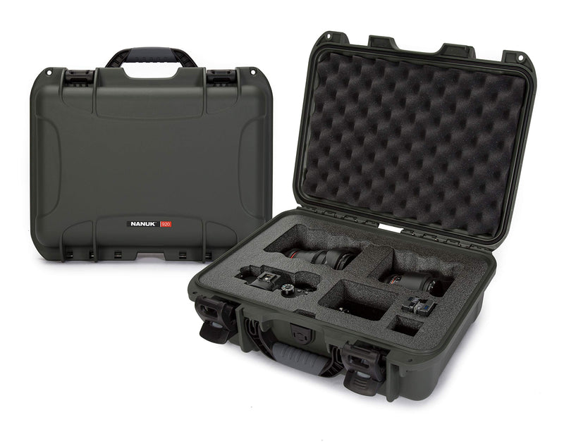 Waterproof Nanuk 920 Hard Case with Custom Foam Insert for Sony A7R Size Camera - Olive