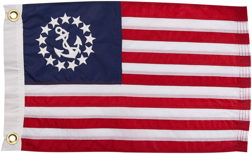 Sewn US Yacht Ensign Flag for Boats, Taylor Made, 24" x 36", Marine-Grade Nylon, Fade Resistant, Brass Grommets, Embroidered Stars and Stripes, Flag only - 2020109187
