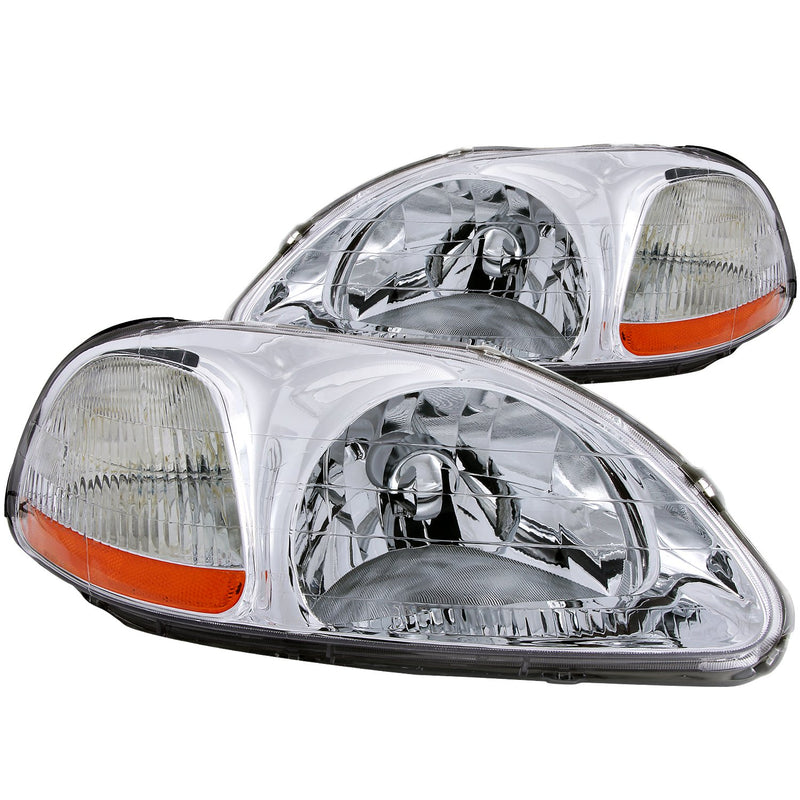 Honda Civic Anzo USA 121161 Crystal Chrome Headlight Assembly - (Sold in Pairs)