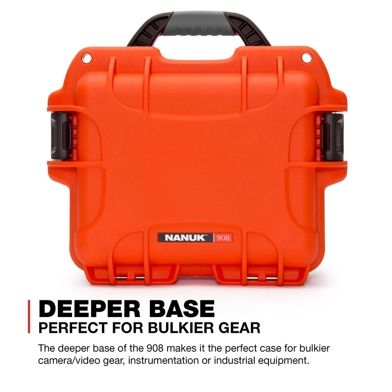 Orange Nanuk 908 Case with Padded Dividers