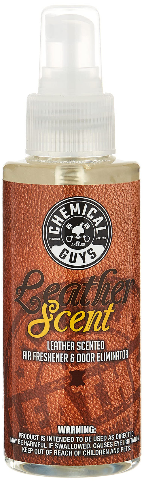 Chemical Guys Leather Scent AIR_102_04 Premium Air Freshener and Odor Eliminator, Long-Lasting, Just Like New Scent for Cars, Trucks, SUVs, RVs & More, 4 fl oz