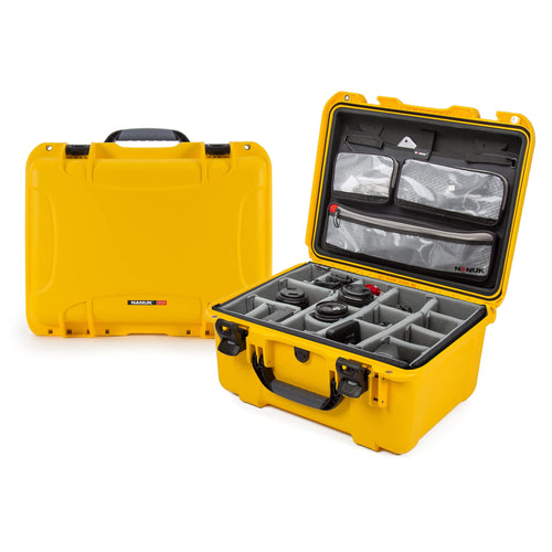 Waterproof Nanuk 933 Hard Case with Lid Organizer and Padded Divider - Yellow (933-6004)