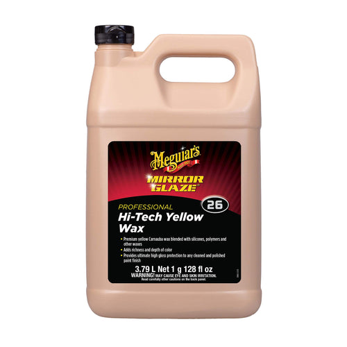 Meguiar's Hi-Tech Professional Yellow Wax M2601 - Pro Carnauba Yellow Wax with a Deep Gloss & Shine and a Long-Lasting Protection, Easy to Use Liquid Wax with Professional Results, 1 Gal, 128 Oz