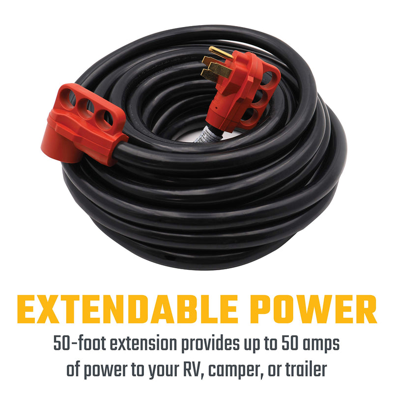 Mighty Cord Valterra A10-5050EH RV 50-Amp Extension Cord, 50 ft., Red