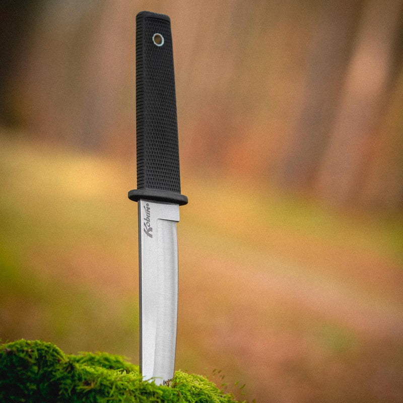 Cold Steel Kobun 5.5" Plain Edge Japanese AUS8A Stainless Steel Tactical Hunting Knife, Ergonomic Kray-Ex Handle, Secure-Ex Sheath - Blister Pack