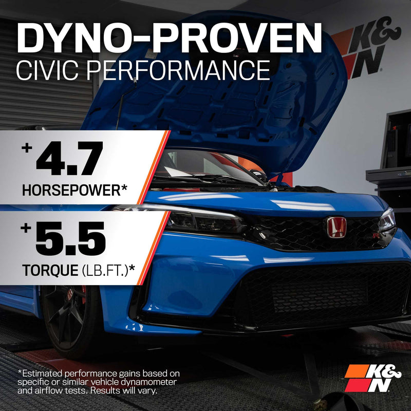 Cold Air Intake System K&N: High-Flow Air-Filter, Increase Performance & Horsepower: Compatible with 2022-2025 ACURA Integra; 2022-2025 HONDA Civic, 77-1022KC