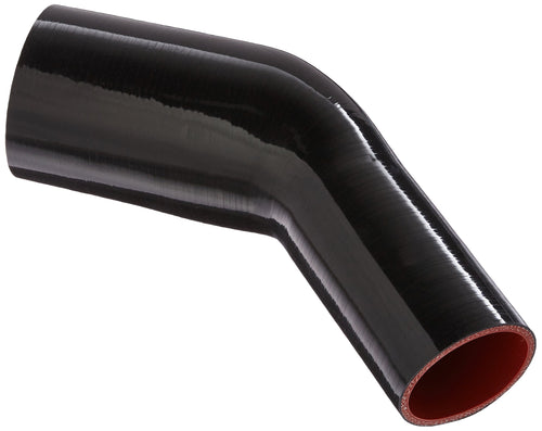 HPS Silicone High Temperature HTSER45-250-350-BLK 4-ply Reinforced 45 degree Elbow Reducer Coupler Hose, 55 PSI Maximum Pressure, 4" Leg Length on each side, 2-1/2" > 3-1/2" ID, Black