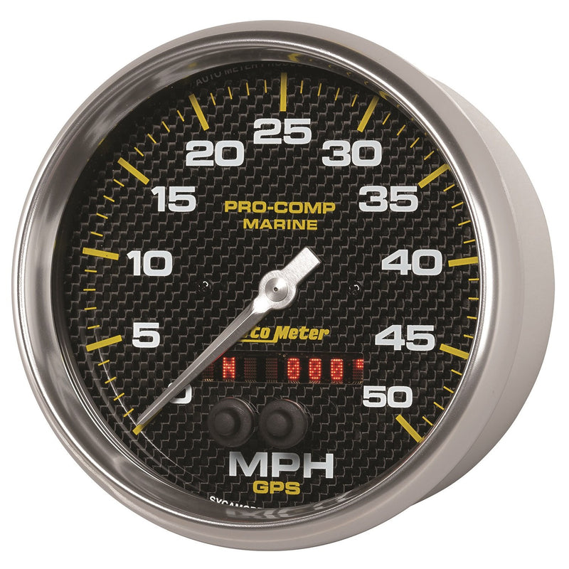 Speedometer Auto Meter 200644-40 Gauge, 5", 50Mph, GPS, Marine Carbon Fiber