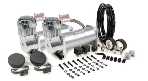 450C VIAIR Dual Air Compressor for Air Suspension (2 Pack) 12V Continuous Duty Cycle Compressor for Air Tanks, Bags, Air Horns 150PSI (Silver)