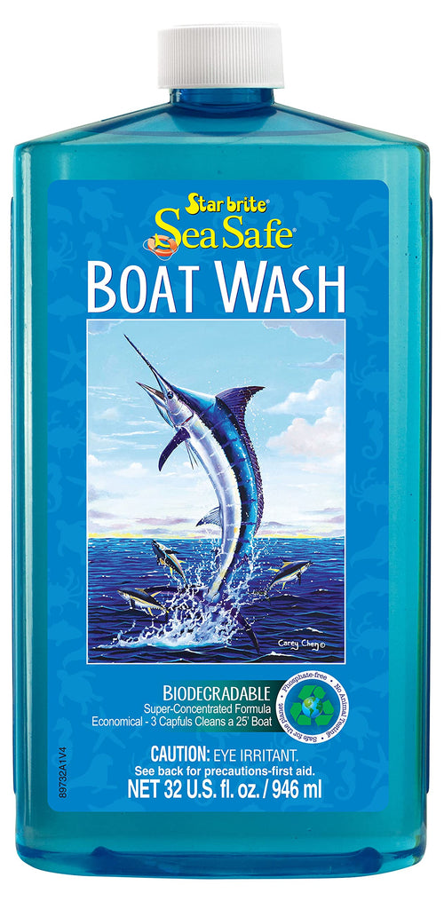 STAR BRITE Boat Wash Sea Safe – Super Concentrated, Biodegradable Formula – Gently Removes Dirt, Grime, Salt Without Stripping Wax or Polish – Designed for All Boat Surfaces 32 OZ (089732PW)