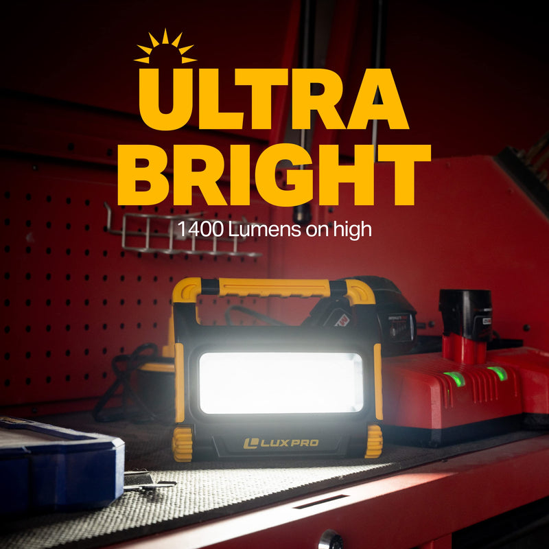 1400 Lumen LUXPRO Bright Rechargeable Work Light - Medium, 1400 Lumen