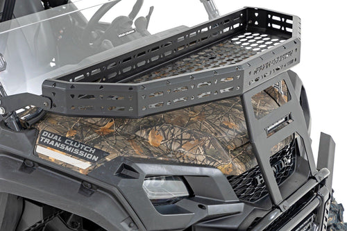 Front Cargo Rack Kit Rough Country for Honda Pioneer 1000 - Trail-Ready Design with 6" Slimline LED Light Bar & Mesh Tie-Down Panels