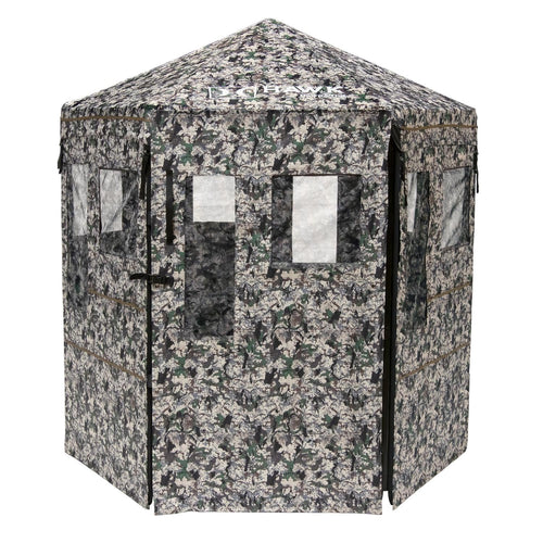 Hawk Hunting Warrior Durable 72'' L X 78'' T No-Tool Assembly Camo Concealing Ground Panel Blind with Silent Magnetic Closures & Multiple Windows