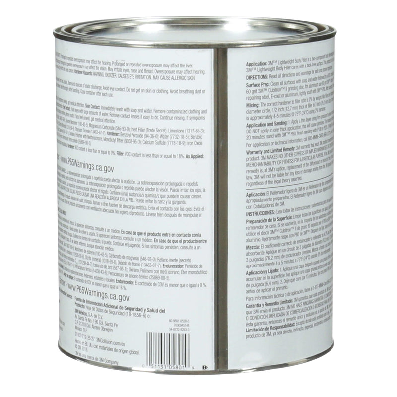 3M Body Lightweight Filler, 05801, 1 gal , White