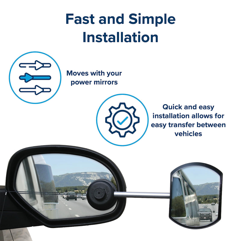 Tow-N-See Camco Mirror | Features Quick and Simple Installation & Attaches to Existing Side Mirror | Perfect to Add to RV Accessories, Truck Accessories, Car Accessories & More | Convex Style (25668)