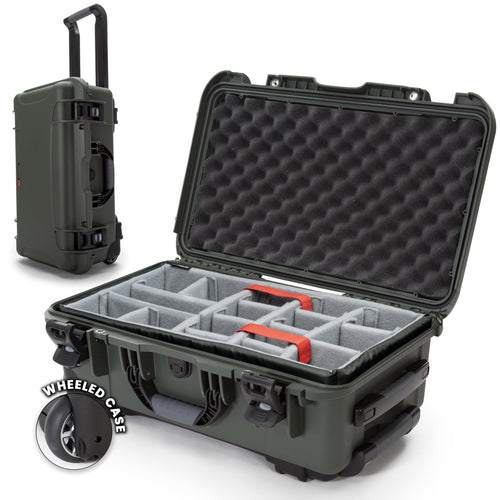 Hard Case NANUK 935 with Padded Divider – Waterproof Equipment Case with Wheels, 22” x 14” x 9” – Dustproof and Impact Resistant, Airline Carry-On Approved – Olive