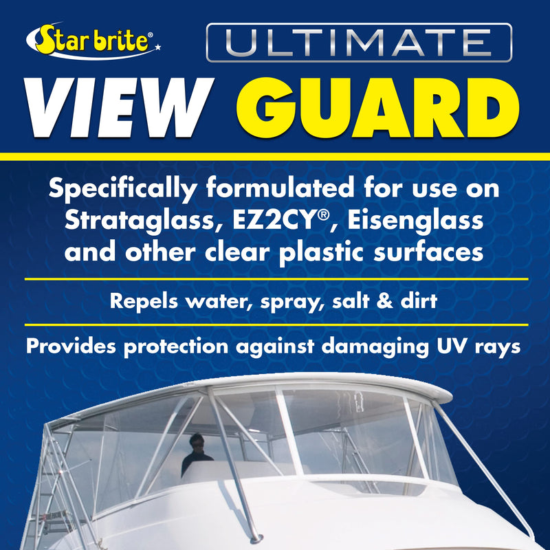 View Guard STAR BRITE Clear Plastic Treatment - Ideal for Strataglass, EZ2CY, Eisenglass - Enhances Wet Weather Visibility, Repels Water, Spray, Salt & Dirt - 22 OZ Spray (095222)