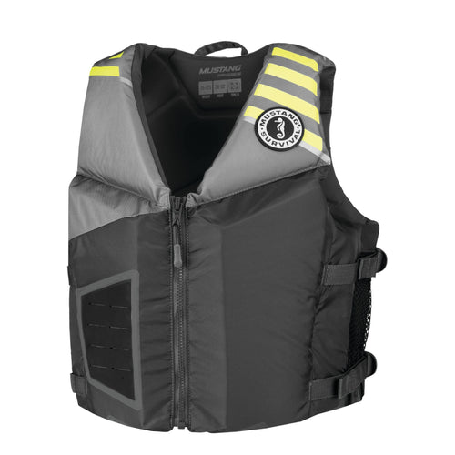 Rev Mustang Survival Young Adult Foam Vest - Gray- Fluorescent Yellow Green, Young Adult (88 lb. - 110 lb.)