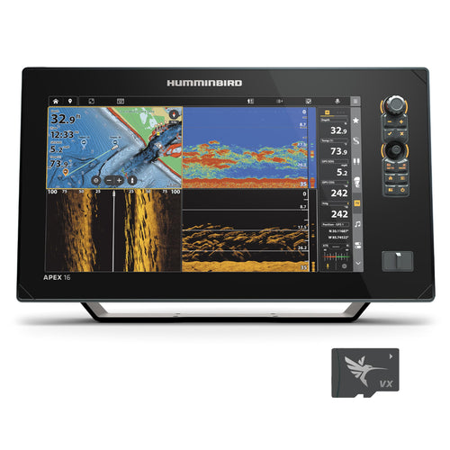 Humminbird APEX VX 16 GPS Fish Finder with Transducer, LakeMaster and CoastMaster Maps and MEGA Side Imaging+