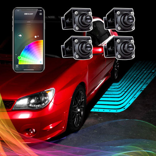 4pc CurbFX Bluetooth XKchrome App Control Waterproof LED Projector Welcome Light Angel Wing Style