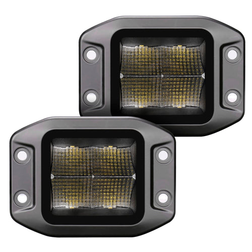 Blackout Series Go Rhino Xplor Lighting: Flush Mount 3x3 LED Cube Flood Light Kit (Pair) | Flush Mount Aluminum, Black | 750400321FCF