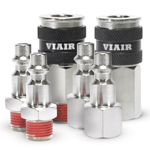 1/4" NPT M & F Couplers, Quick Connect Studs 1/4" M (2) & F (2), With VIAIR LOGO