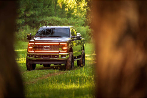 Ford Superduty Morimoto XBG LED DRL Grille Fits 17-19, Plug and Play Chrome Grille with Amber LED DRL (XBG08)