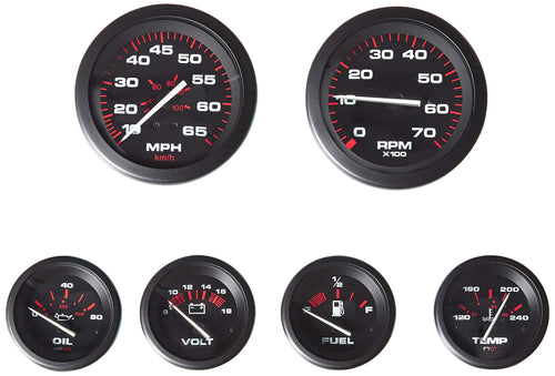 Amega Sierra 68363P Domed 6-Gauge Inboard/Sterndrive Instrument Set, Large