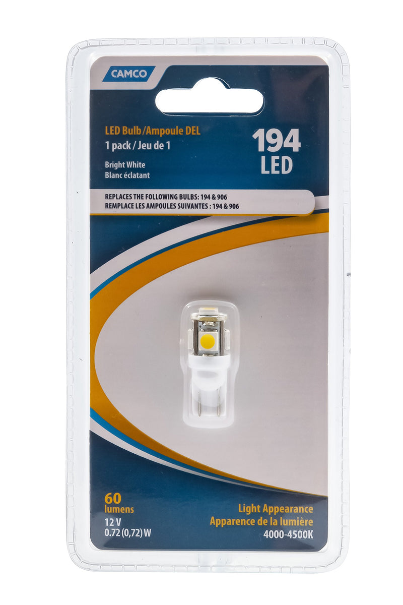 LED Replacement Camco Bulb (194 T10 Wedge),1 Pack