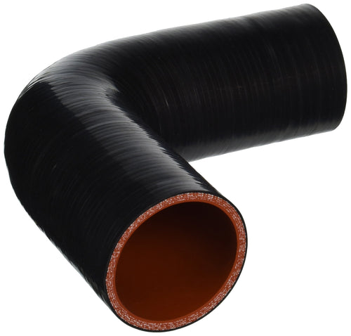 HPS Silicone HTSEC90-256-BLK High Temperature 4-ply Reinforced 90 degree Elbow Coupler Hose, 55 PSI Maximum Pressure, 3.75" Leg Length on each side, 2-5/9" ID, Black