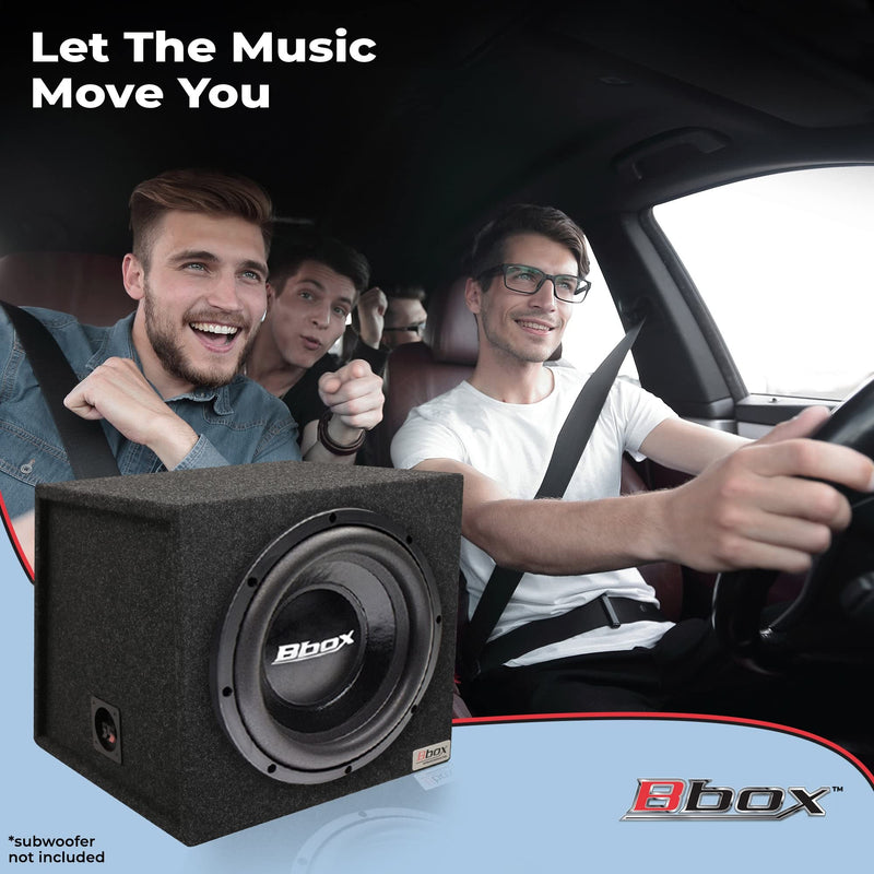 Single Bbox Sealed 15 Inch Subwoofer Enclosure - Car Subwoofer Boxes & Enclosures - Premium Subwoofer Box Improves Audio Quality, Sound & Bass - Red & Black Spring Terminals - Charcoal