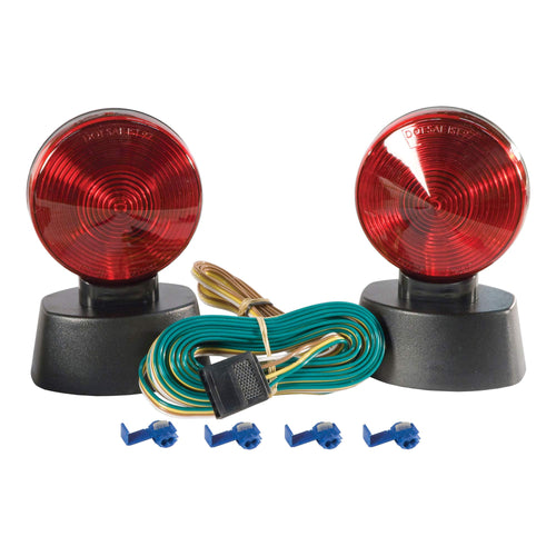 CURT Magnetic Trailer Lights for Towing Dinghy, 4-Pin Flat Plug, Stop Tail Turn, Storage Case