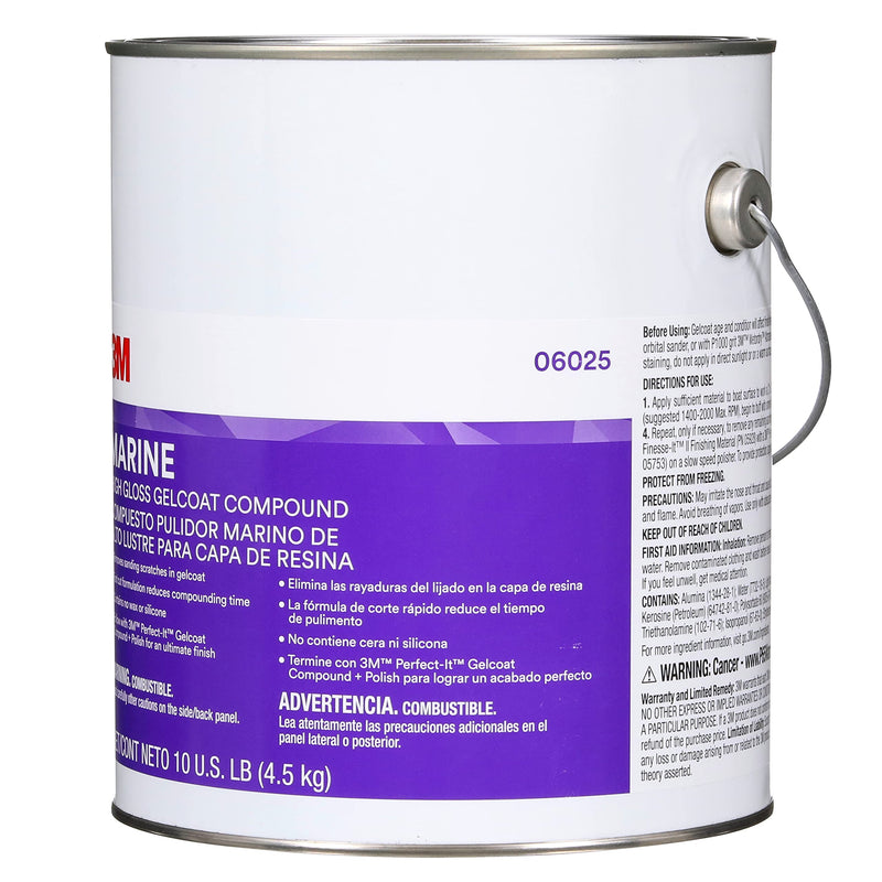 3M High Gloss Gelcoat Compound, Marine 06025, 10 lb, White