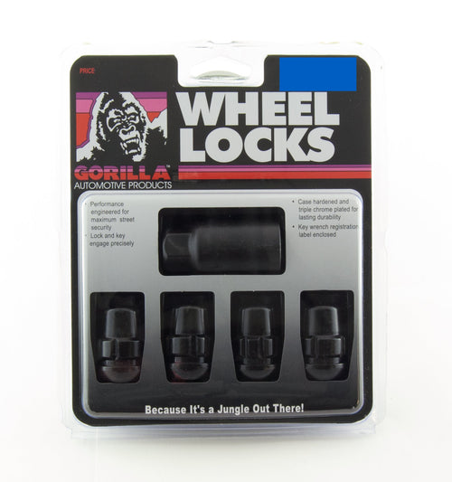 Black Wheel Lock Gorilla Automotive Products 38431XLBC, Set of 4 (Chrome Ball Seat 12mm x 1.50 Thread Size)