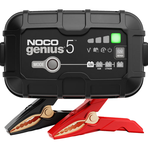 NOCO GENIUS5: 6V/12V Smart Battery Charger 5A – Automatic Maintainer, Trickle Charger & Desulfator with Overcharge Protection & Temperature Compensation – for Lead-Acid & Lithium Batteries