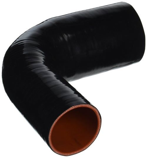 HPS 90 degree HTSER90-275-400-BLK Silicone High Temperature 4-ply Reinforced Elbow Reducer Coupler Hose, 25 PSI Maximum Pressure, 4" Leg Length on each side, 2-3/4" > 4" ID, Black