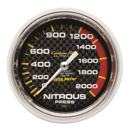 Auto Meter Carbon Fiber 4828 Mechanical Nitrous Pressure Gauge