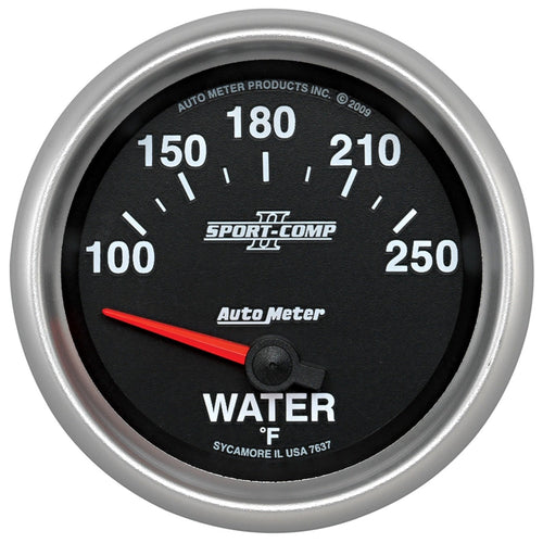 Auto Meter Sport-Comp II 2-5/8" 100-250 Degree F Short Sweep Electric Water Temperature Gauge