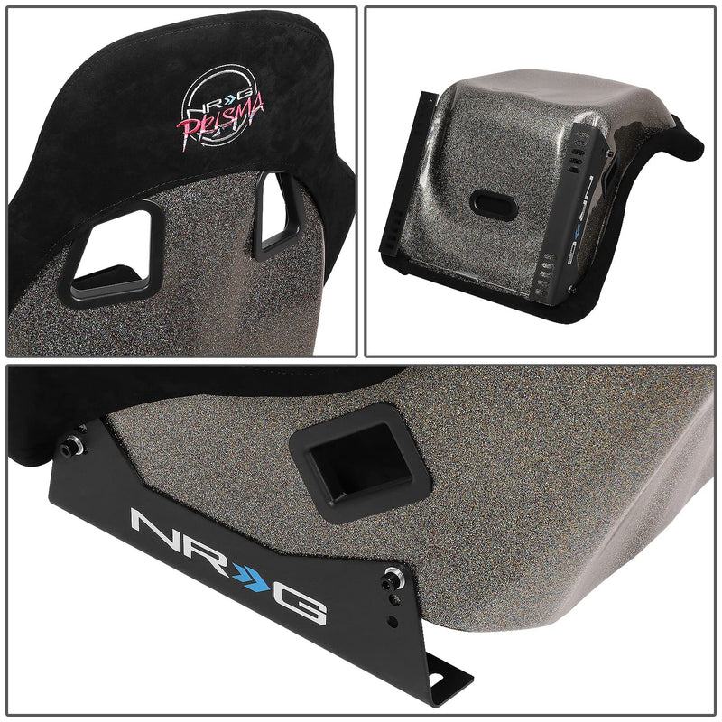 NRG Innovations Universal Fixed Back NRG-FRP-303BK-ULTRA Bucket Racing Seat with Side Mount Adapters for 6-Point Harnesses, Size M, Black Seat Cover, 22" W X 34" H X 21" D