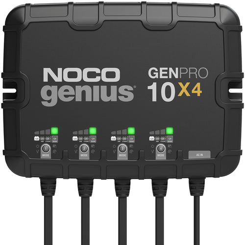 GENPRO10X4 NOCO Genius: 40A Onboard Battery Charger - 10A Per Bank, 12V Waterproof Marine Charger with Overcharge Protection & Temperature Compensation – for Lead-Acid & Lithium Batteries